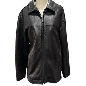 Claiborne Men’s Black Lambskin Leather Jacket - Size L